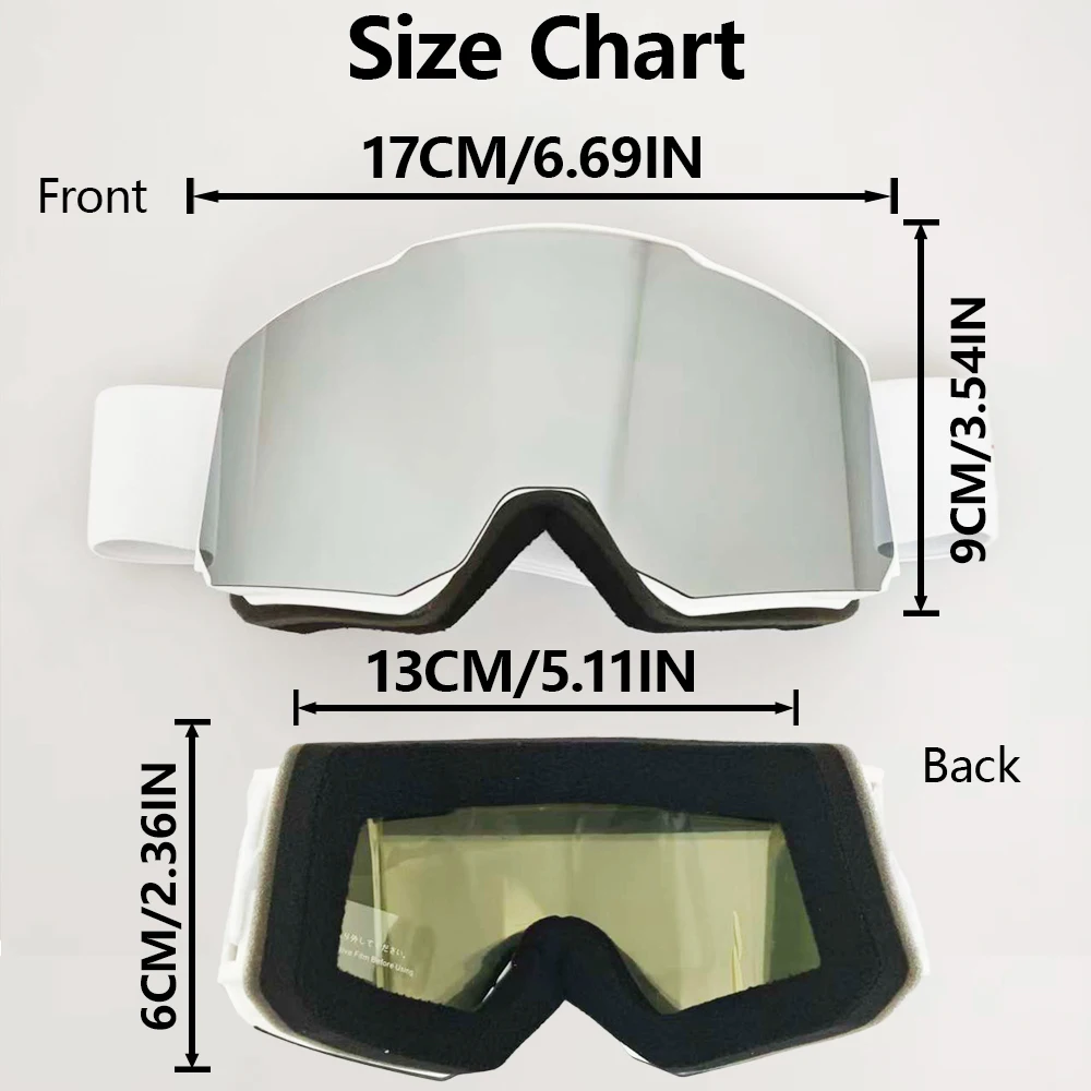 نظارات تزلج للجنسين للرياضات الشتوية، عدسات عالية الوضوح مقاومة للرياح والغبار، معدات عصرية للتزلج على الجبال على الجليد طوال اليوم