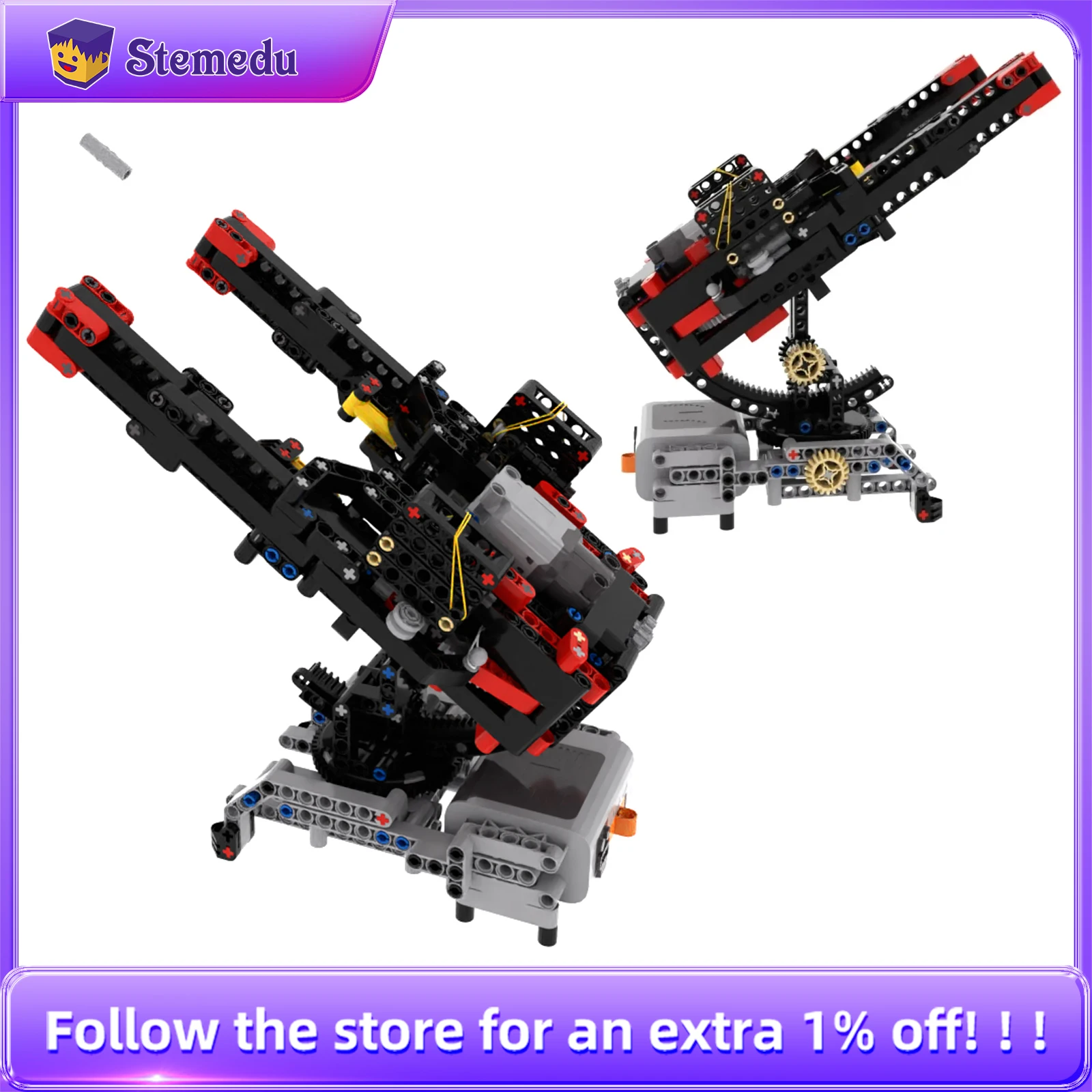 

MOC Mechanical Anti-Aircraft Gun Model Electric Building Blocks Set STEM Robot Educational Toy Creative Technical Brick Car Part