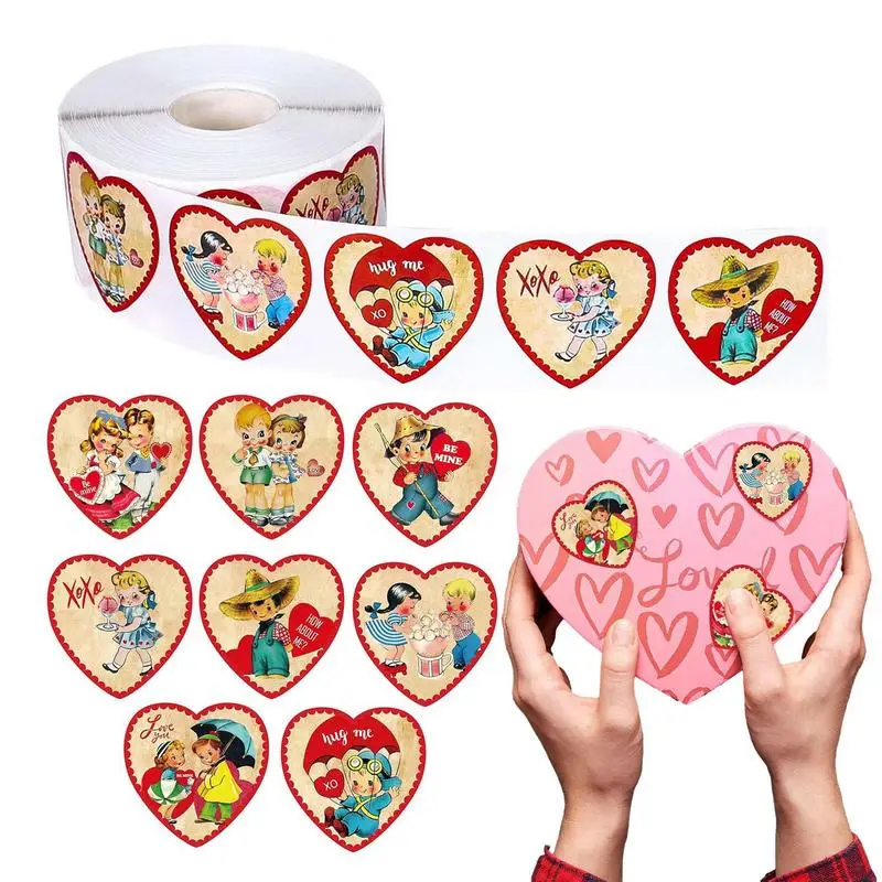 Heart Stickers For Kids Paper Self Adhesive Love Heart Sealing Labels Decorative Valentine's Day Gift 500pcs 8 Patterns Heart