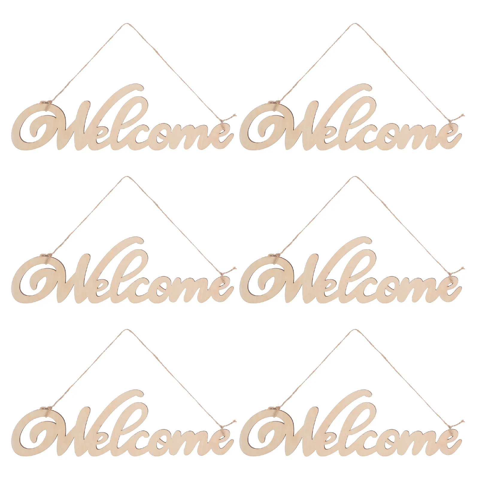 

6Pcs Wooden Welcome Hanging Ornaments Artistic Appeal Functional Decorative Entryway Wood Board Hanging Door Sign