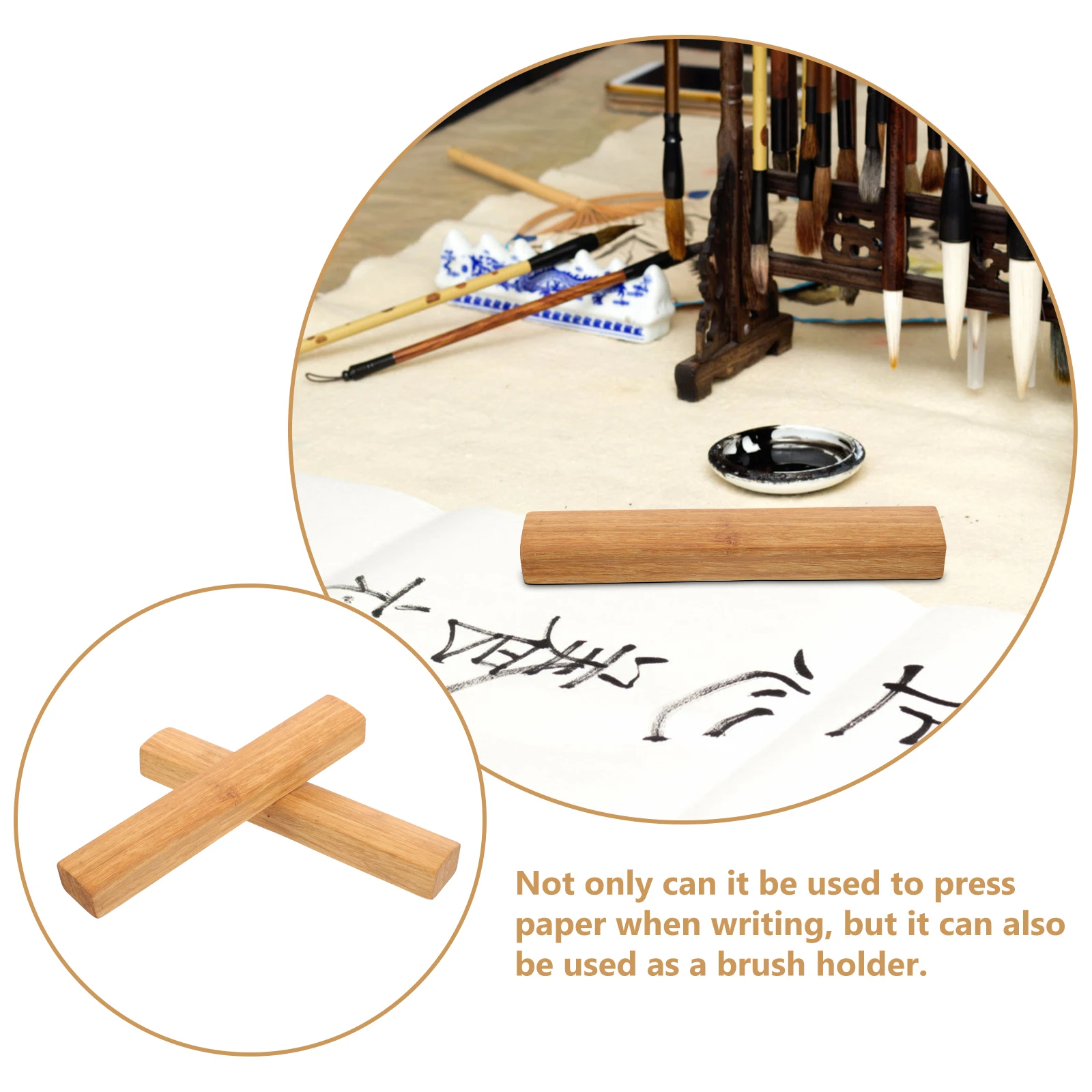 

2pcs 22cm Bamboo Wood Paperweight Calligraphy Practice Rectangular Desk Weight Gift Study Accessory Writing Tool Art Supplies