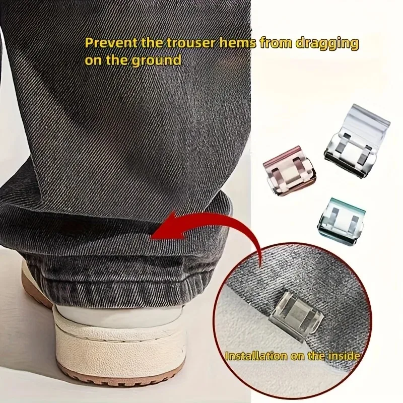 Invisible Hem Shortening Clips 10/20/30pcs Random Color, Anti-Slip Pants Leg Fixing Grips Seamless Buttons for Shoes