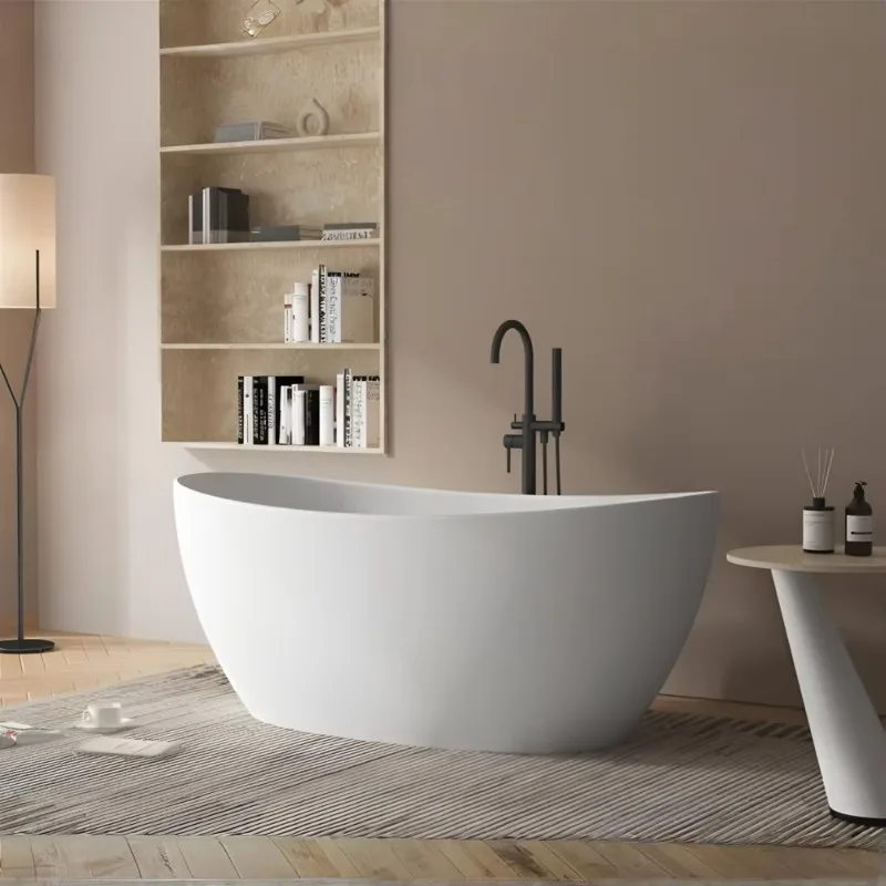 

1700X780x640mm freestanding artificial stone bathtub indoor outdoor matte finish double modern bedroom bathroom