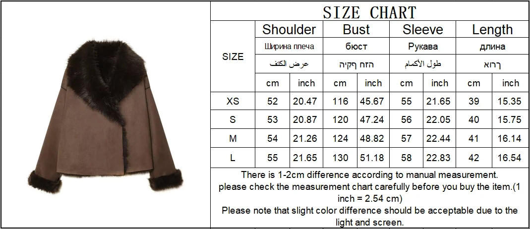 Guobioziy Women's Top 2026 New Style Cropped Leather And Fur Jacket With Asymmetrical Large Lapel In Vintage Maillard Tones