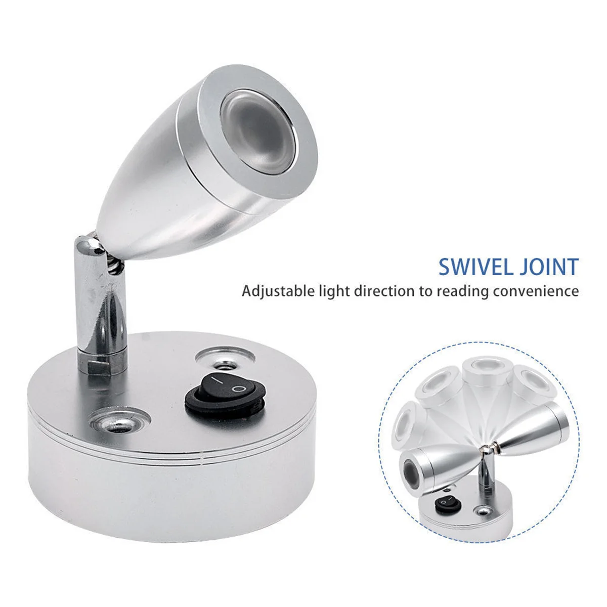 

LED Reading Light Brushed Nickel Lampshade 3000k 3W 12V Marine Cabin Boat Yacht Pure Aluminum Heat Sink High Cri