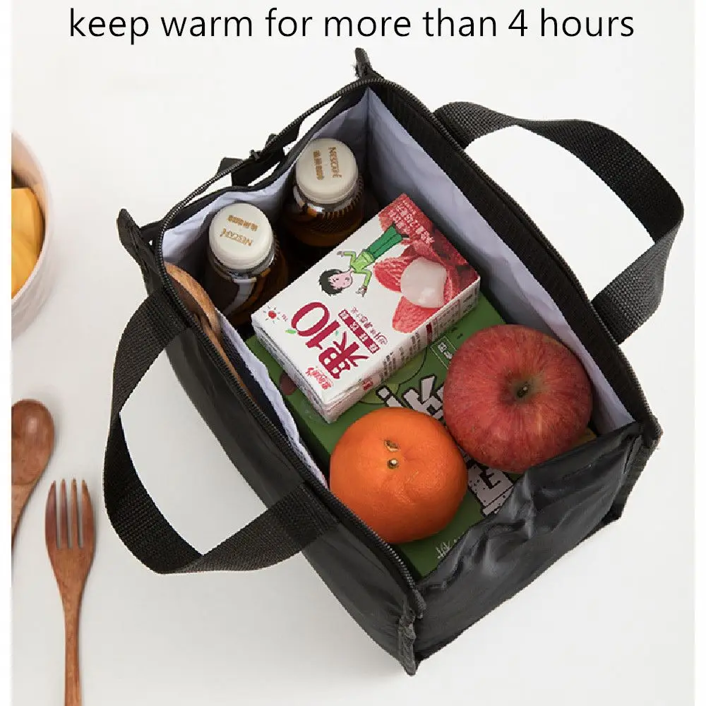 Waterproof Zipper Closure Insulated Lunch Bag Thick Durable Tote Pouch Large Capacity Portable Container Keep Warm