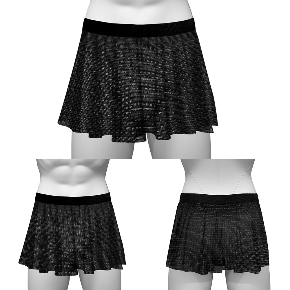 Frauen Männer Sissy Sexy Mesh Mini Röcke Unisex Clubwear Low-Taille Herren Höschen Dessous Unterwäsche Slips Sexy Durchsichtig Rock