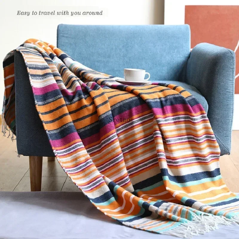 Summer Blanket Rainbow Woven Throw Blankets Bed Flag Vintage Picnic Blanket Tablecloth Television Blankets Outdoor Camping Manta