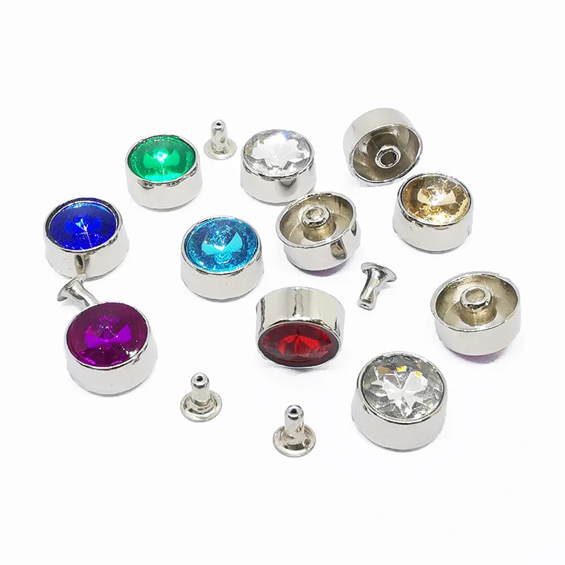 2-10Sets Crystal Trim Rivets Rhinestone Punk Garment Rivets Studs For DIY Crafts Clothing Bag Leather Shoes Handcraft Decor