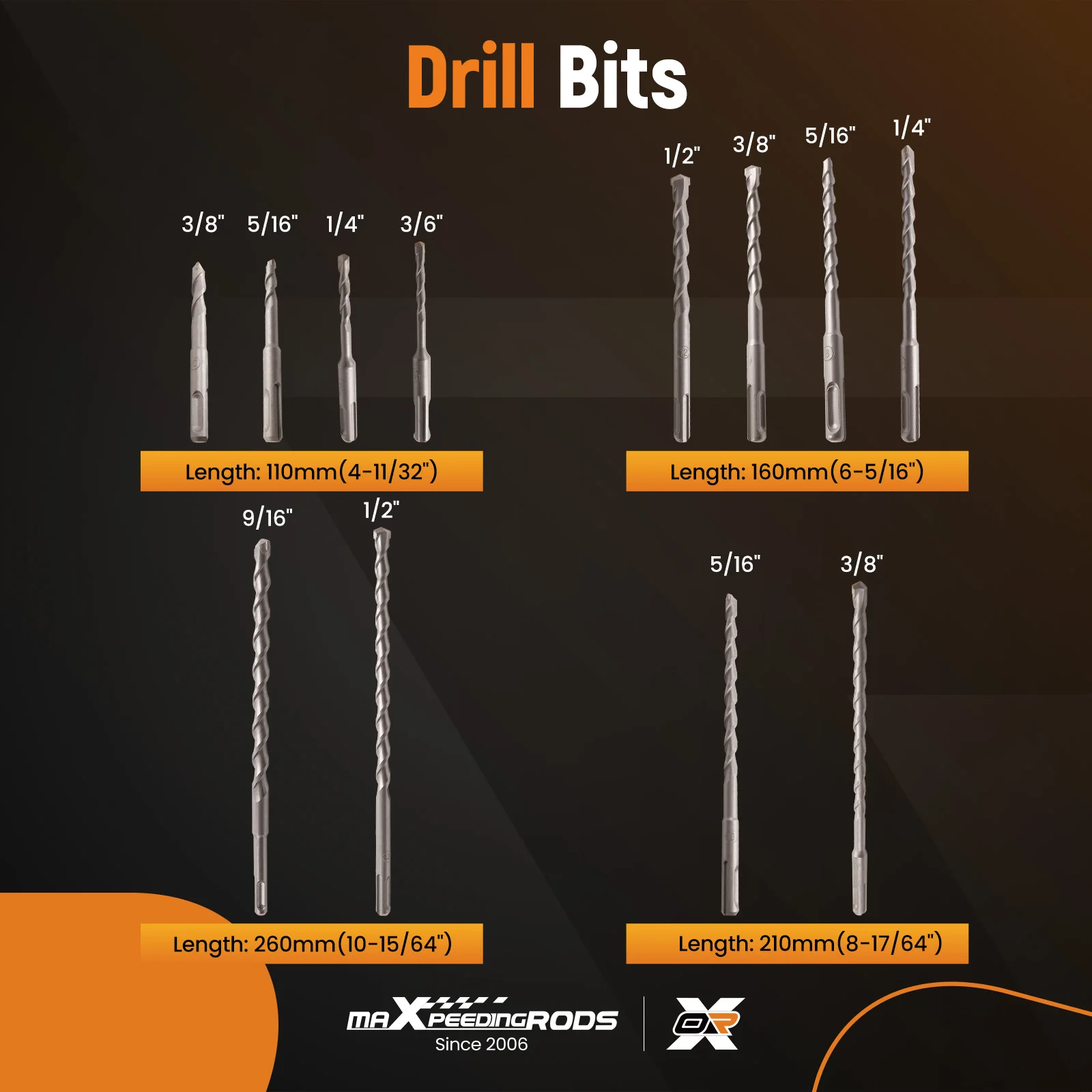 

maXpeedingrods 17PC Drill Bits & Chisel SDS PLUS Rotary Hammer BIt Set