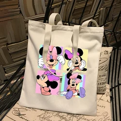 Disney Mickey Mouse Shoulder Bag Anime Cartoon Printed Handbag Cute Portable Large Capacity Student Stationery Storage Bags Gift