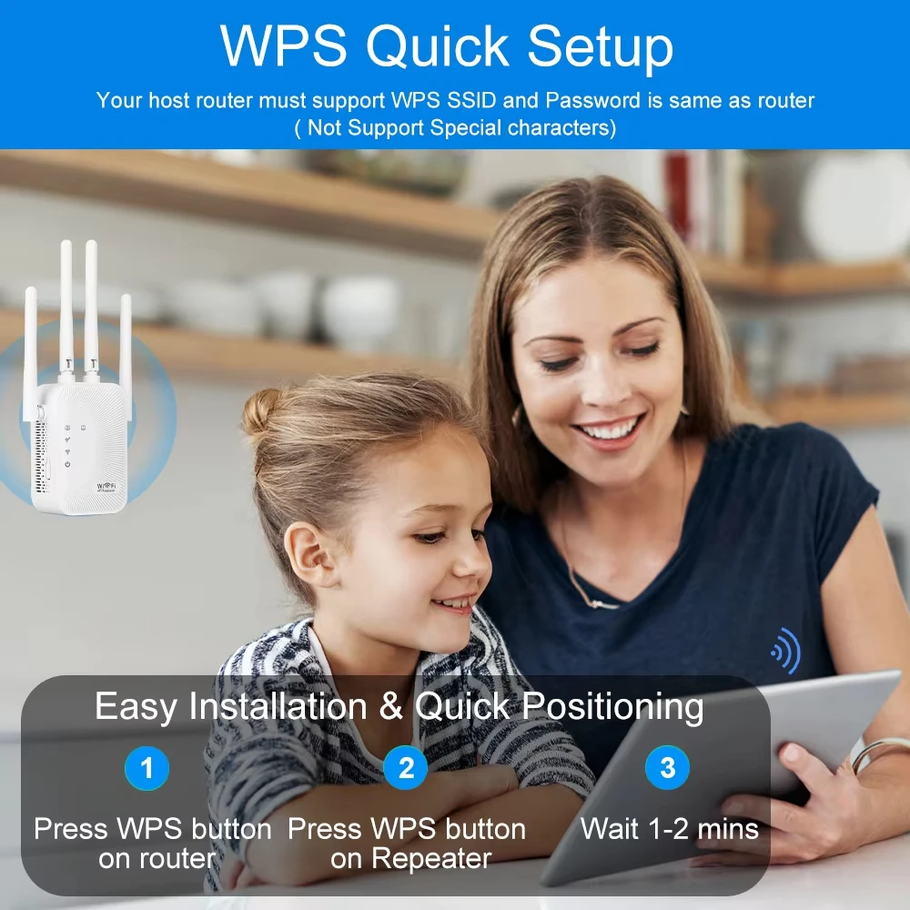 300Mbps WIFI Repeater Remote 2.4G Repeater Network 4 Antennas Expander Amplifier Wireless WiFi Signal Booster For Home Office