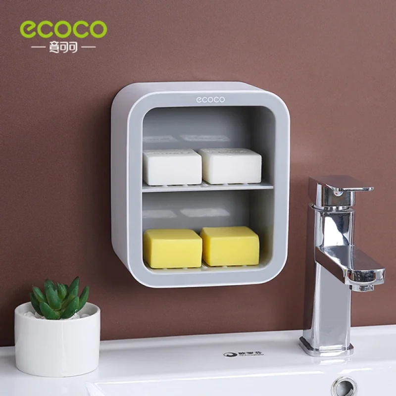 New ECOCO Soap Box Creative Drain Toilet Suction Cup Wall-mounted Non-perforated Student Dormitory with Multi-layer Kitchen Rack