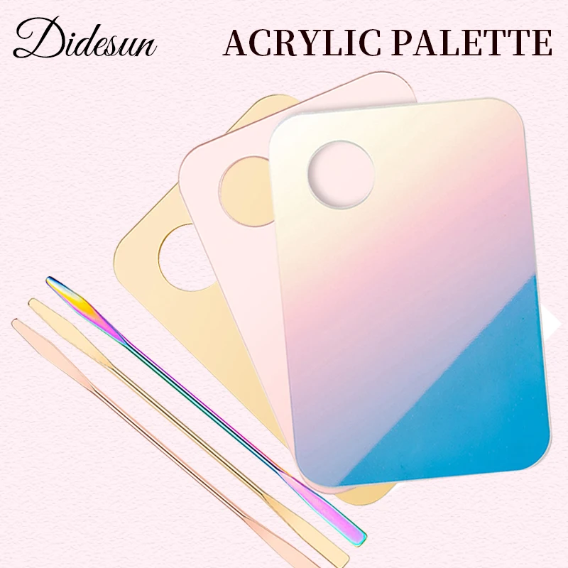 Didesun Acrylic Palette With Rod Makeup Mixed Tools Kit Nail Art Manicure Polish Gel Foundation Eye Shadow Mixing Plate