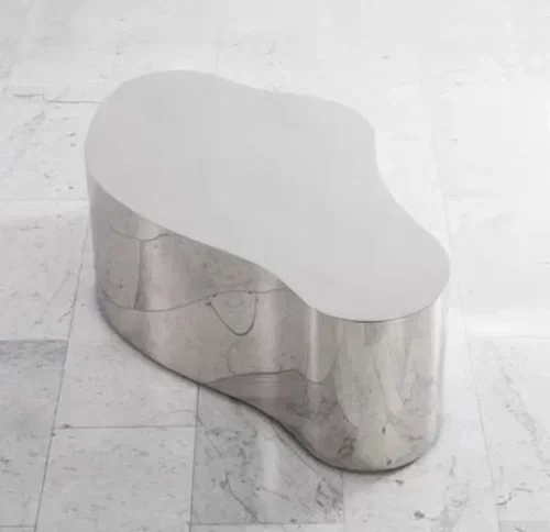 واحد من أفضل طاولة عرض فاخرة من الفولاذ المقاوم للصدأ على شكل إبداعي بسيط لغرفة المعيشة وطاولة قهوة في مقهى الفندق #5