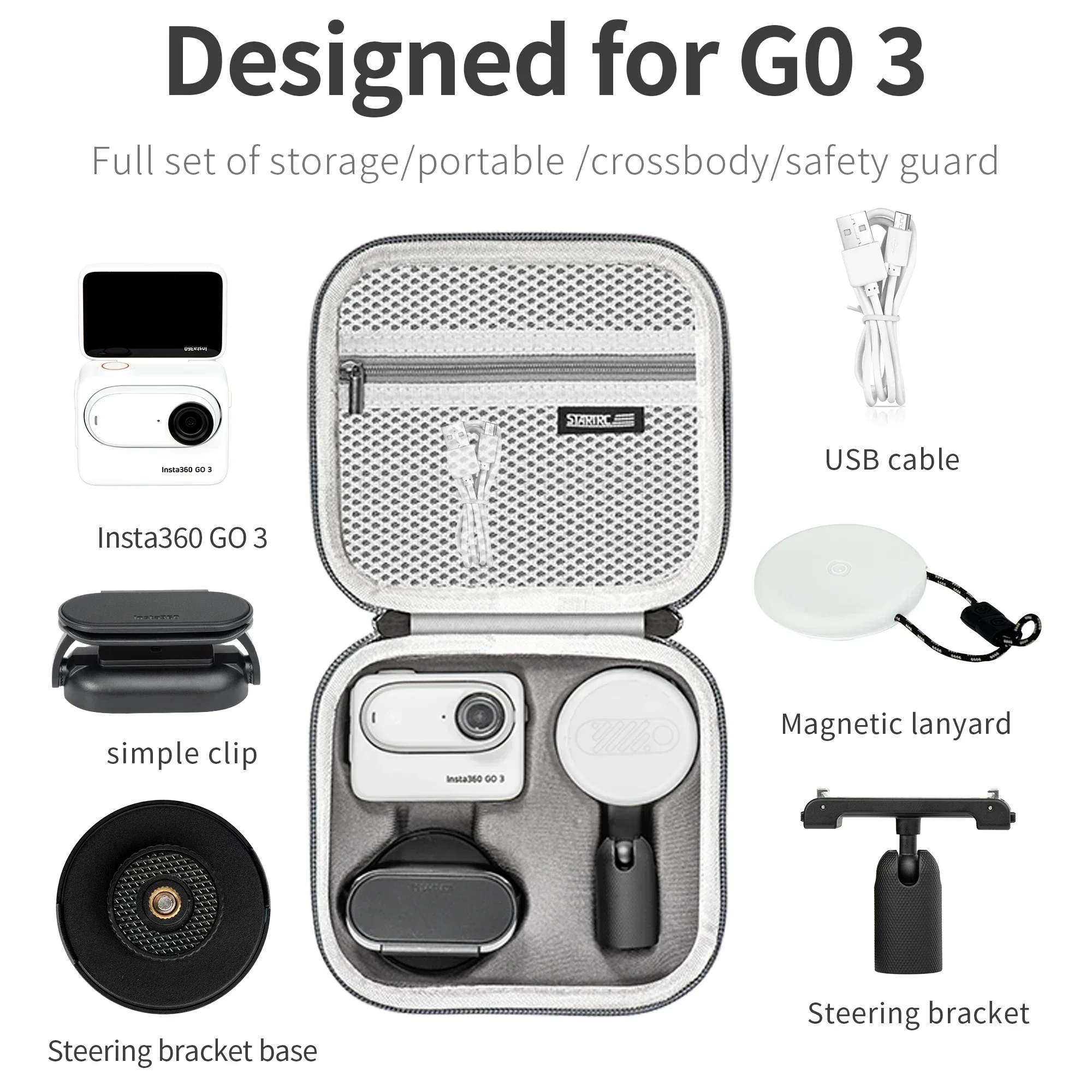 Bolsa de almacenamiento para Insta360 GO3, accesorios para cámara de pulgar, funda portátil, bolsa de almacenamiento integrada de PU