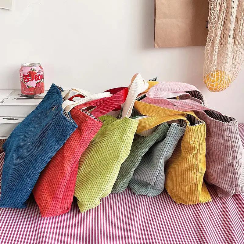 

1Pc Small Lunch Bag For Kids Corduroy Lunch Box Picnic Tote Small Handbag Dinner Container Food Storage Bags