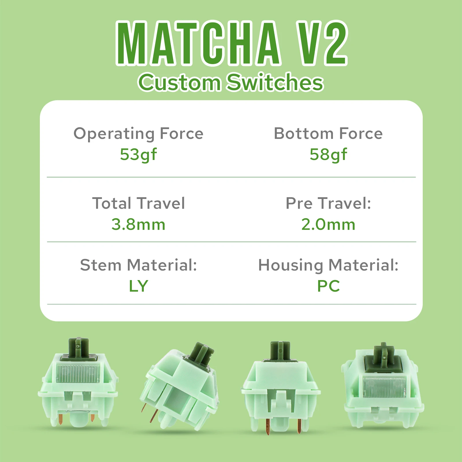 35 ชิ้น KiiBOOM Matcha Latte สวิทช์ V2 Linear 53g 5-pins สําหรับแป้นพิมพ์เครื่องกลโรงงาน Lubed LY Stem