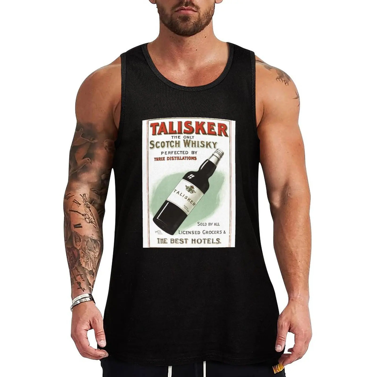 Talisker Scotch Whisky Australian Vintage Poster Tank Top Camiseta deportiva sin mangas para gimnasio, entrenamiento, secado rápido