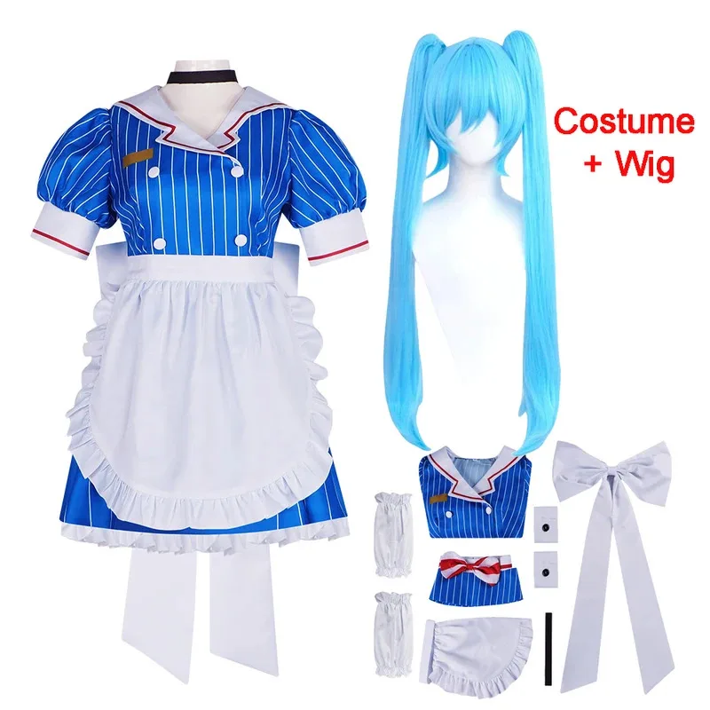 2025 11 disfraz de mesmerizador Teto Miku, peluca de Cosplay, traje de sirvienta, uniforme de juego de rol de Anime, vestido de fiesta de Carnaval para Wo