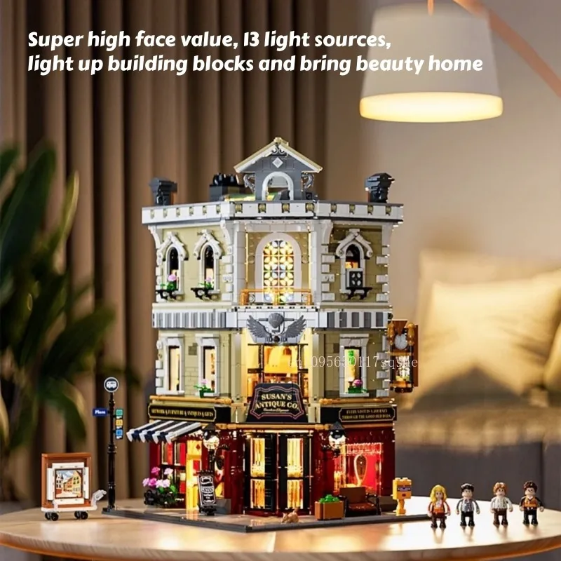Nueva serie Street View Town, decoración de bloques de construcción, coleccionables, arquitectura urbana, iluminación, bloques de construcción, regalos de montaje