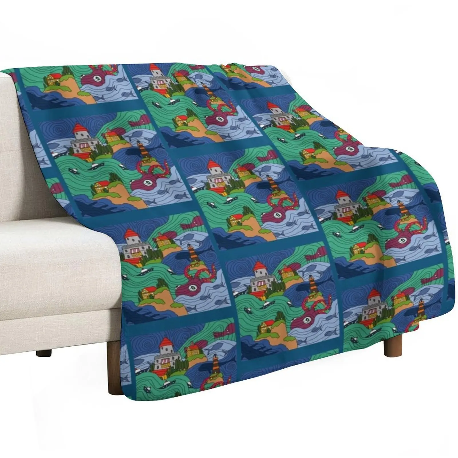 Ocean Mosaic Throw Blanket Soft Beds bed plaid Multi-Purpose Sofa Quilt Bed covers wednesday Blankets