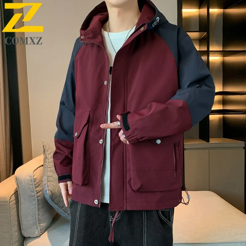 

COMXZ 2025 для мужчин и женщин, американская винтажная техническая куртка с капюшоном, весенне-осенняя горная уличная водонепроницаемая легкая куртка