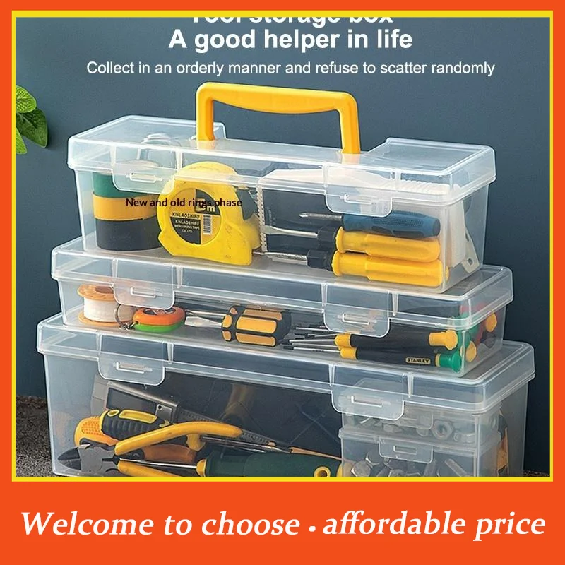 

Portable Large Capacity Thickened Plastic Hardware Tool Storage Box Transparent Handheld Tool box With Handle Tool Organizer Box