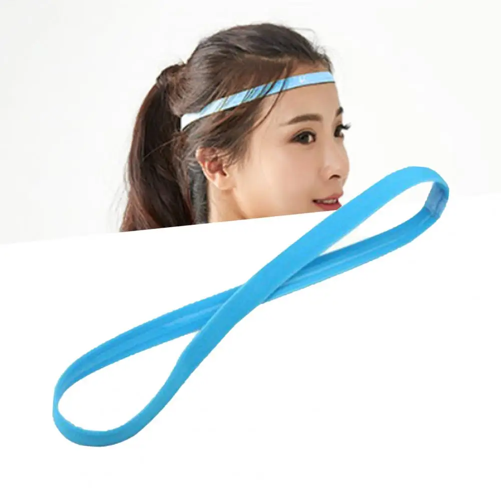 1Pcs Simple Unisex Sports Hairband Non-Slip Silicone Strip Sweat Guide Elastic Headbands Yoga Running Fitness Hair Accessories