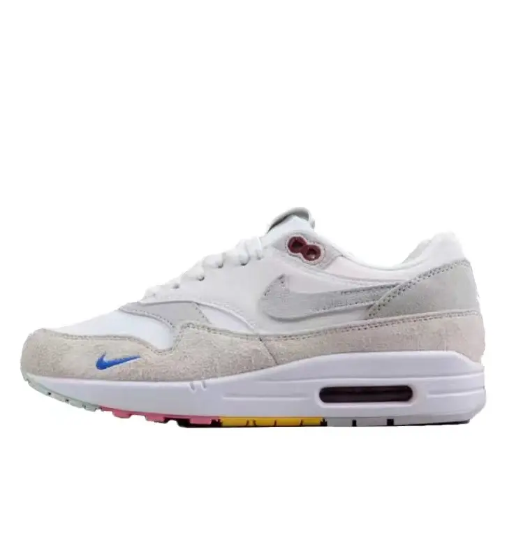 Nike Air Max 1unisex Design Sports Training Confortable Basse Antidérapant Résistance à l'usure Chaussures de course décontractées Baskets blanches