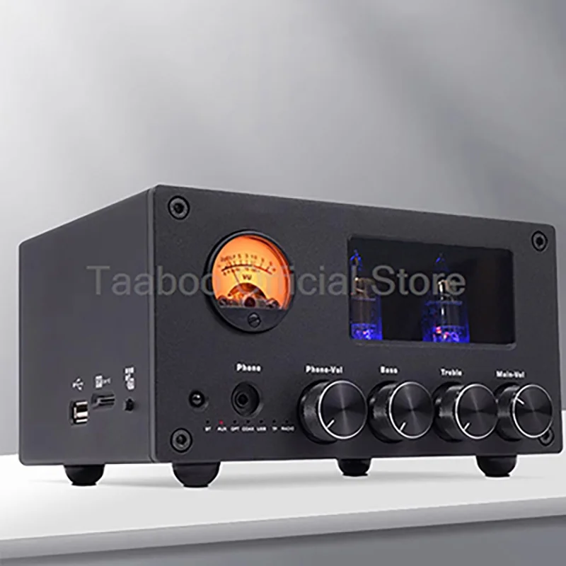 

2x50W Mini Desktop Tube Amplifier 5.0 Bluetooth Amp 4ohm Amplifiers VU Meter HiFi Stereo USB AUS TF OPT COAX For Speakers Audio