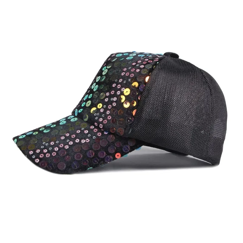Women's Duck Tongue Cap Summer Dazzle Colour Sequins Baseball Cap Mesh Breathable Rebound Cap Outdoor Sunscreen Sunshade Hat