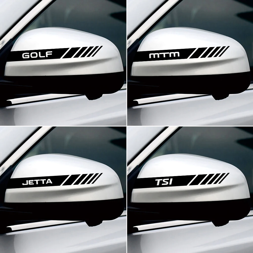 2Pcs Car PVC Side Body Rearview Mirror Decoration Sticker Badge For Volkswagen Golf Mk4 Caddy Jetta Polo Scirocco Beetle Tiguan