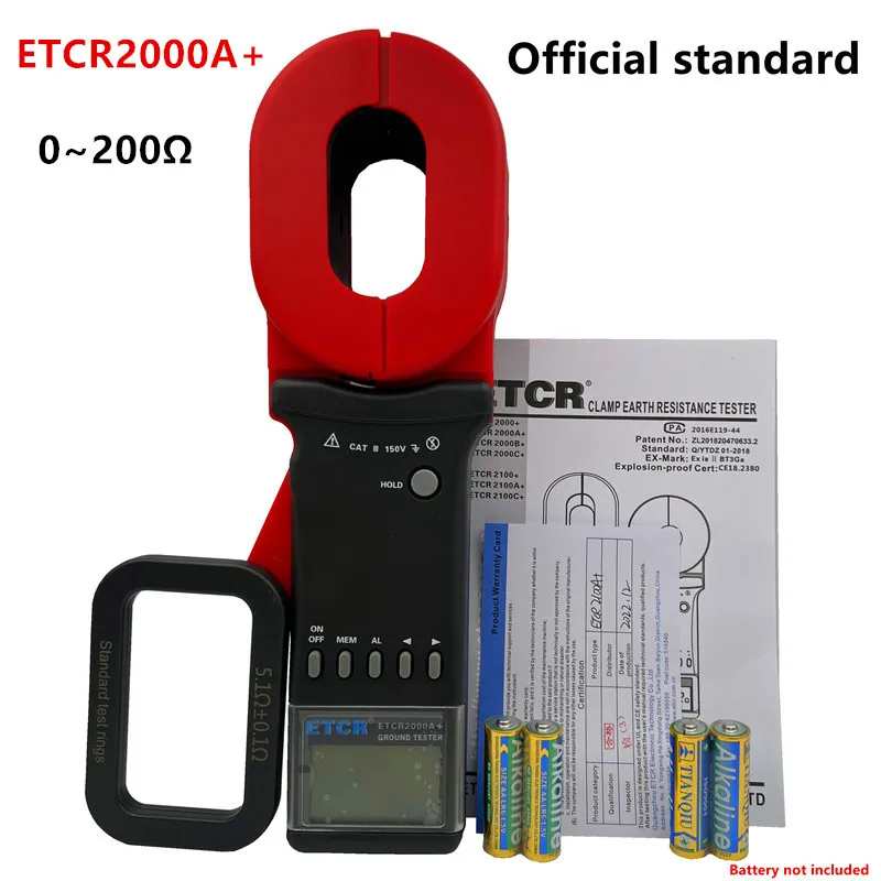 ETCR ETCR2100A + Tester resistensi bumi, pengukur resistensi Loop presisi tinggi 32mm 200 ohm dengan klem tanah Digital