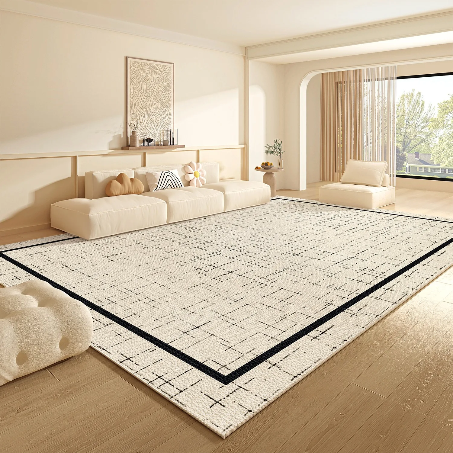 

Cream Style Carpet for Living Room Bedroom Floor Mats Large Area Loop Pile TPR Mat Short Plush Soft Rugs Home Decoration 거실카페트