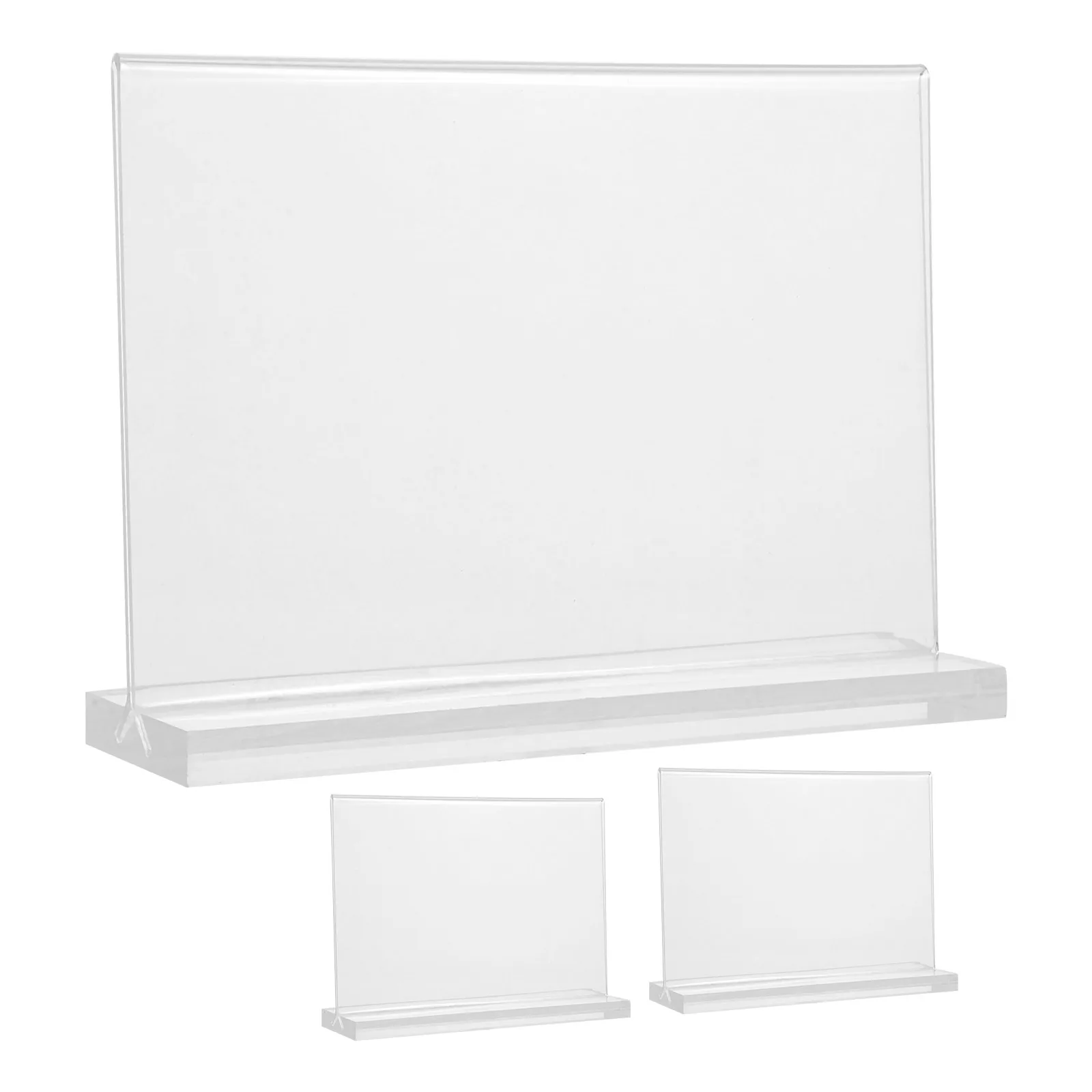 

3pcs T Shaped Display Stand 4x6 Double Sided Acrylic Tabletop Sign Holder for Wedding Restaurant Photo Plaque Stand