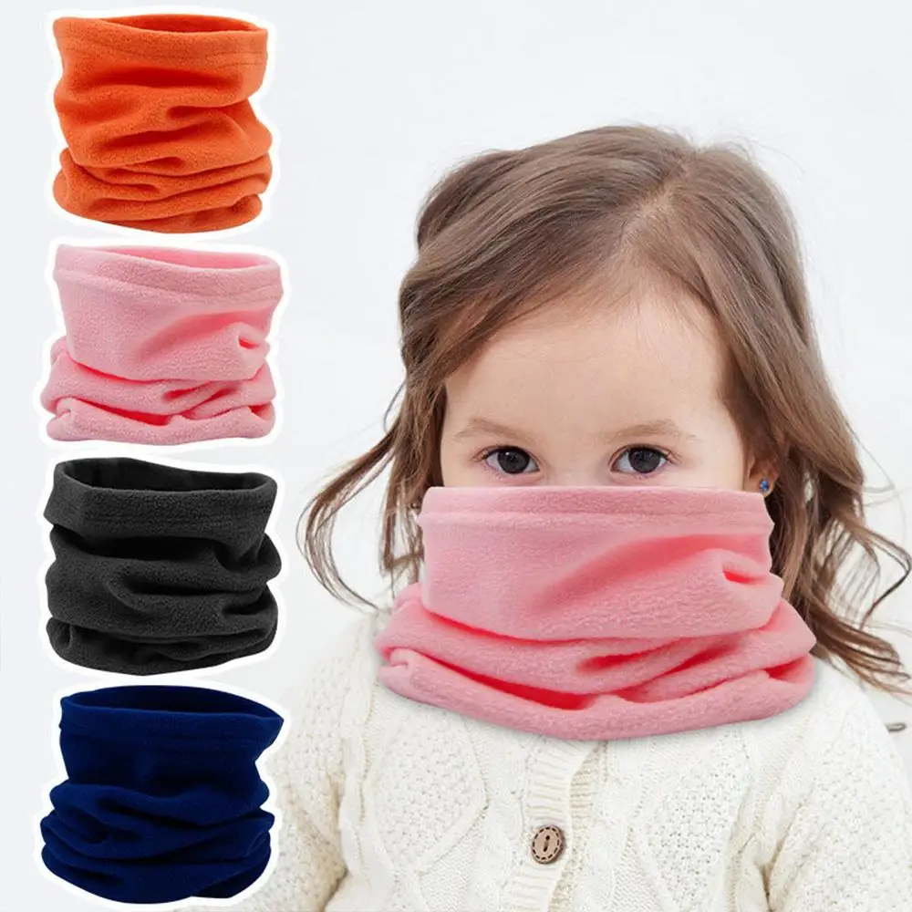 Enfants doux polaire chaud coupe-vent cou Tube écharpe pour enfants masque demi-visage couverture garçons filles cou plus chaud réglable cou col