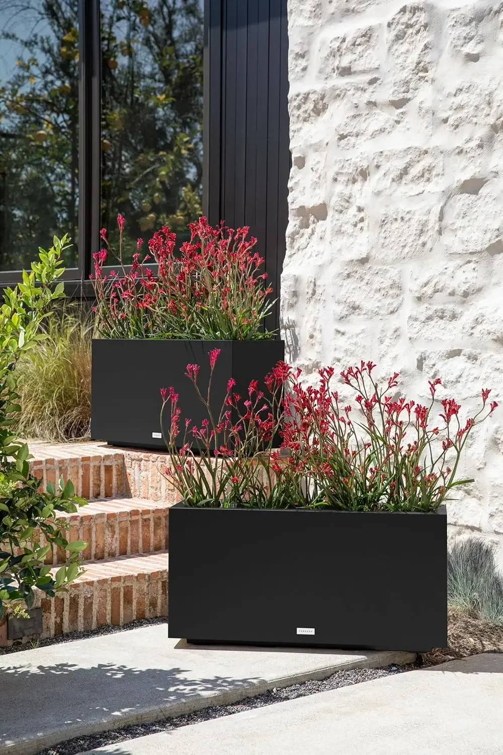 

Block Series Long Box Planter - Large Rectangular Planter for Indoor or Outdoor Durable All-Weather Use with Drainage Holes