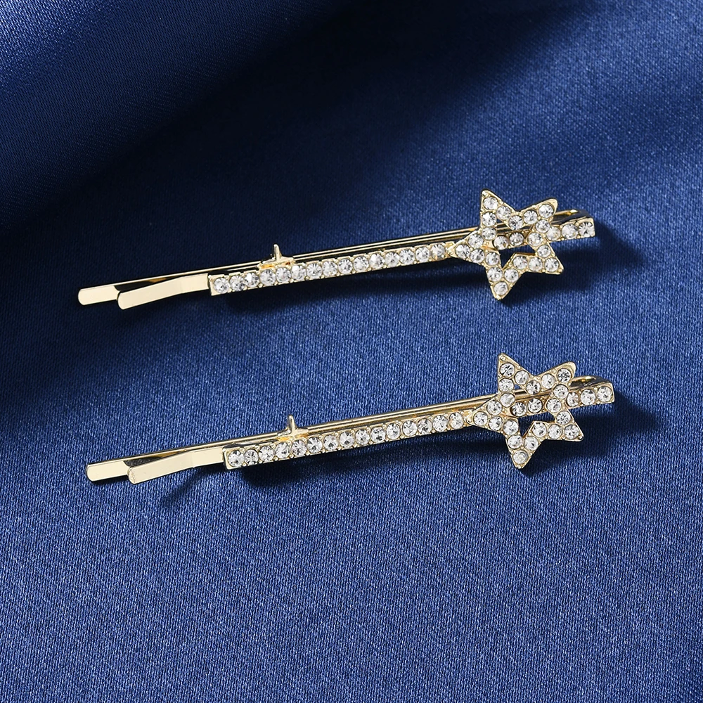 

Shiny rhinestone hair clips, girls' hair accessory set, elegant design sense, star straight clip, side clip hair accessory