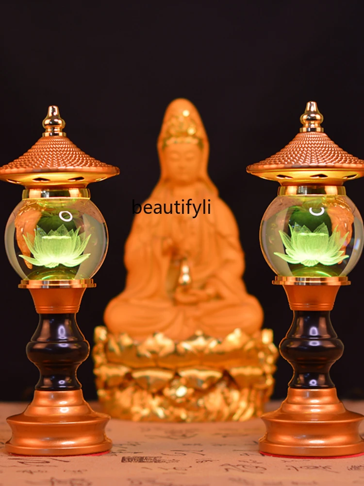 LBX Buddha Lamp Pilot Lamp Colorful Light Household Buddha Lamp Glass Hardware Crafts Decoration