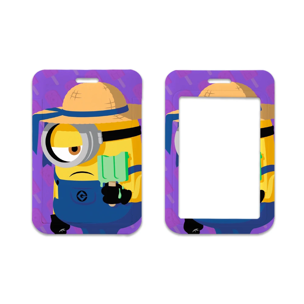 Minions de dibujos animados para niños, tarjeta de autobús, cordón de cuello largo, Material ABS de alta calidad, tarjetero de identificación, venta al por mayor, gran oferta