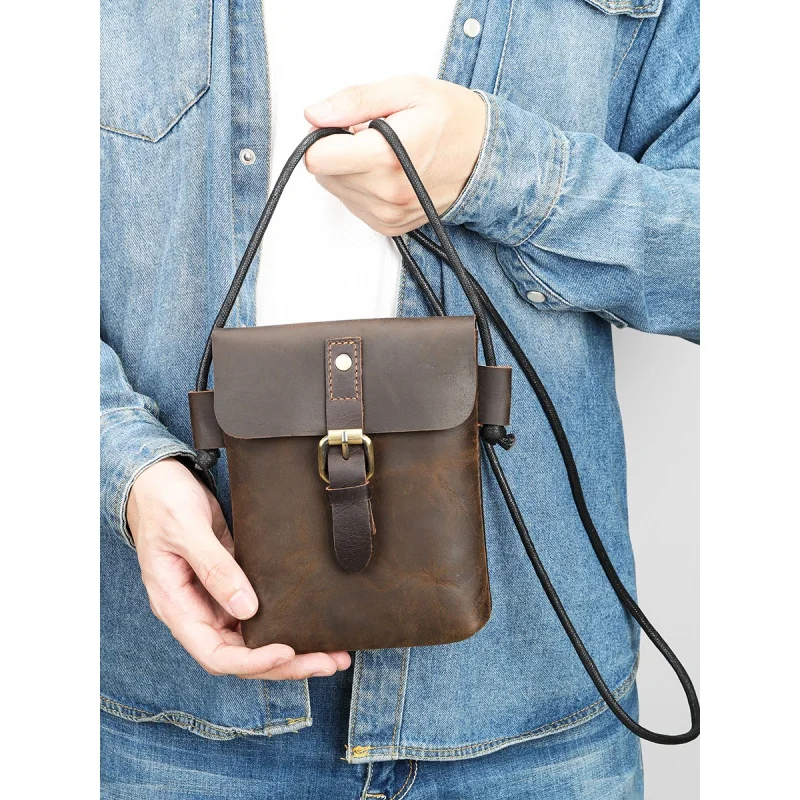 New Vintage MEN\'S cow leather shoulder bag male crossbody casual bag for men