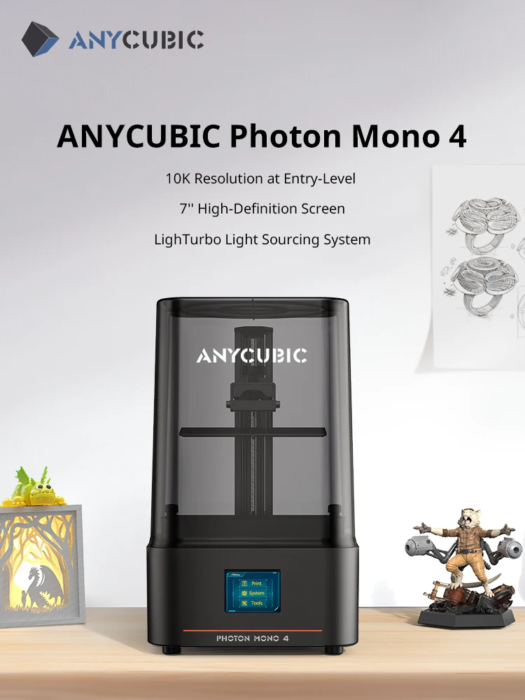VORVERKAUF ANYCUBIC Photon Mono 4 AE 3D-Drucker 7 Zoll 10K hochauflösender Bildschirm Hochgeschwindigkeits-UV-Harzdrucker Druckbereich 153×87×165mm