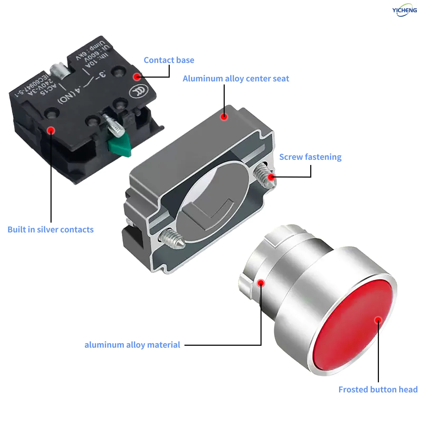 10 szt. Przycisk chwilowy 22MM 1NO1NC SPDT 10A 600V z metalową główką, wodoodporny IP65, przełącznik do sterowania zasilaniem. — zdjęcie 5