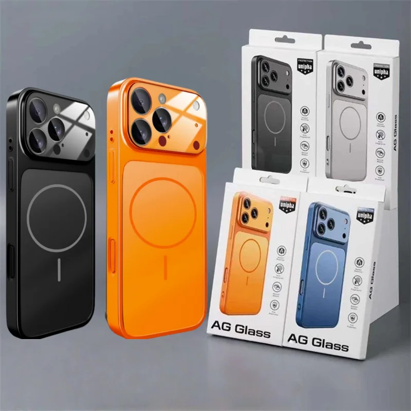 Original Glas Nano Matt Magnetische Hülle für iPhone 17 Pro Max Air 16 15 14 13 12 für MagSafe Kabelloses Ladegerät Panzerhülle Funda