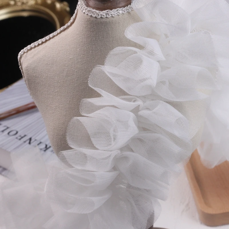 8cm wide fluffy centre pressed ruffled lace DIY Princess skirt collar cuff dress hem sewn trim accessories factory supply