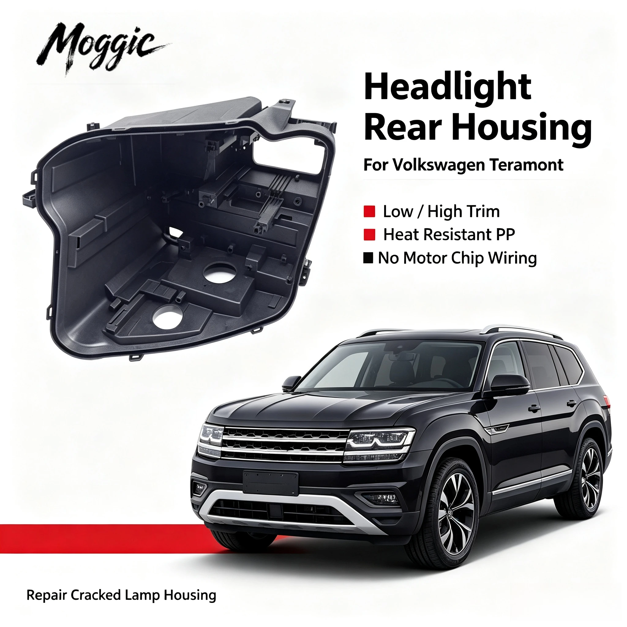 Moggic Headlight Rear Housing Cover Compatible With Touareg 2011 2012 2013 2014 Highline Lowline Left Right Side