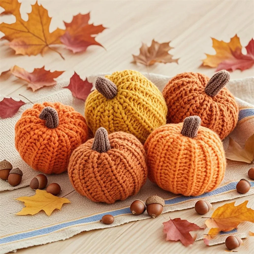 الخريف محبوك اليقطين زخرفة القماش اليقطين المنزل الحرفية هالوين حفلة عيد الشكر الطرف الديكور اليقطين صور الدعائم #2