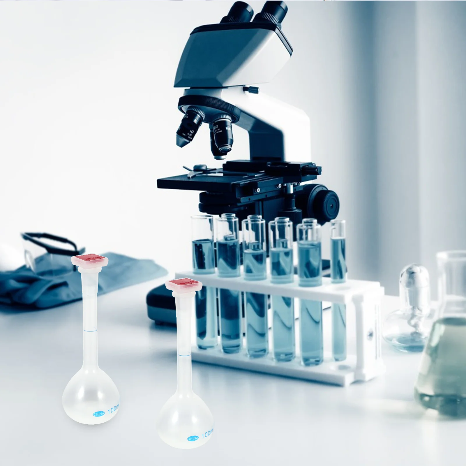 2 قطعة زجاجة سعة 100 مللي حاوية فارغة من البلاستيك المتين لتخزين السوائل قارورة حجمية متعددة الوظائف مختبر #2