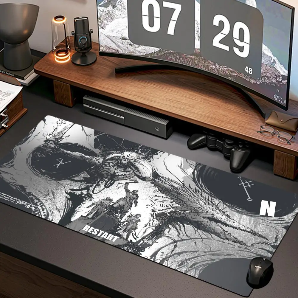 Natural Rubber Office Anti Slip Computer Gaming Accessories pad Black and white illustration Mouse Pad xxl Mousepad Desk Mats